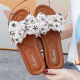 2024 Summer PVC Bow Women Sandals 3cm Thick Casual Shoes One line Elevated Flat Bottom Slippers