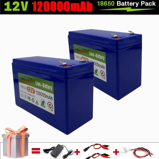 12V 120Ah Lithium 18650 Deep Cycle Rechargeable Battery | 2500-7000 Life Cycles & 10-Year lifetime | Built-in BMS
