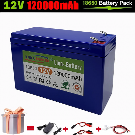 12V 120Ah Lithium 18650 Deep Cycle Rechargeable Battery | 2500-7000 Life Cycles & 10-Year lifetime | Built-in BMS