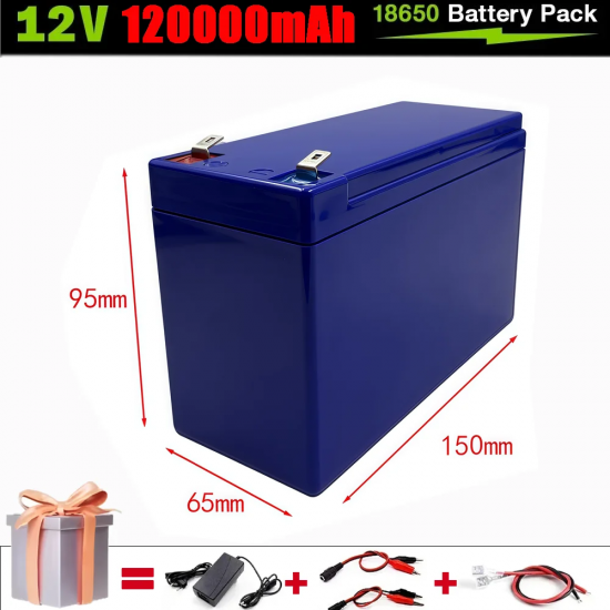 12V 120Ah Lithium 18650 Deep Cycle Rechargeable Battery | 2500-7000 Life Cycles & 10-Year lifetime | Built-in BMS